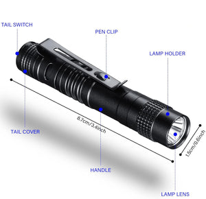 LED Flashlights with Clip 5.24" or 3.4"