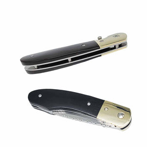 The Caballero EDC Folder Featuring Ebony Handles, Beautiful Filework, and Brass Bolsters.