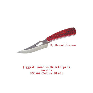 Cobra Blade Finished with Red Jigged Bone and G10 Pins by Manuel Ceneros