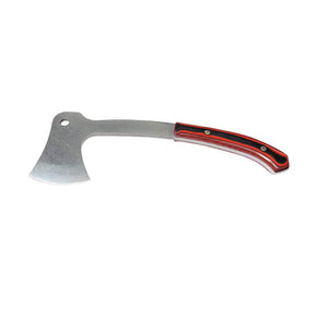 Jantz Made Survival Axe Shown with Black and Ruby Red G10