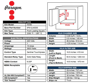 Paragon 36" Depth Firebrick Kilns