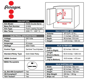 Paragon 36" Depth Double Barrel Firebrick Kilns