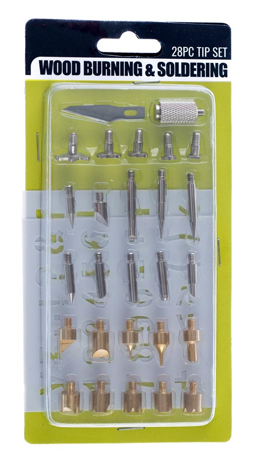 28-piece Wood Working &amp; Soldering Tip Set with Stencils