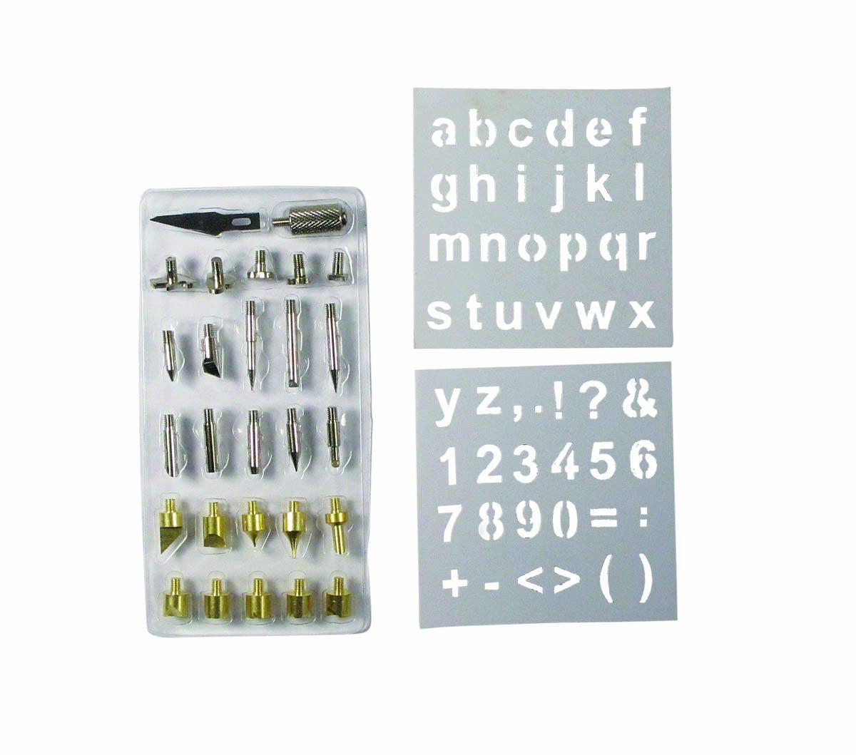 28-piece Wood Working &amp; Soldering Tip Set with Stencils