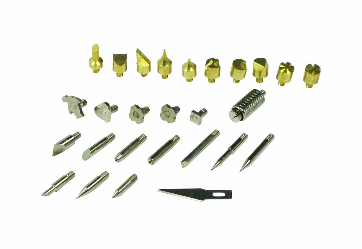 28-piece Wood Working &amp; Soldering Tip Set with Stencils